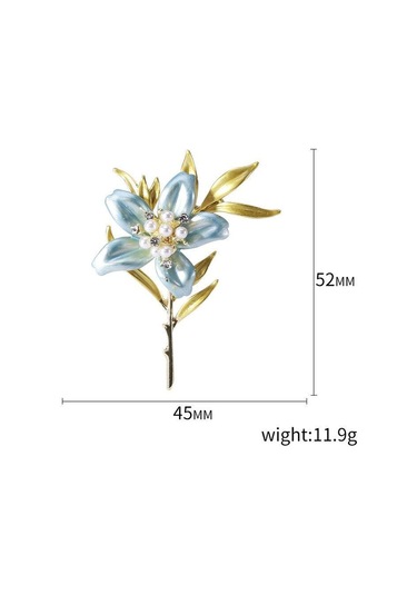 Mavi Blucome Yeni Sanatsal Şeftali Çiçeği Broş Nazik Taze Çiçek Bitki Pin Kadın Parti Ofis Broş Pin Hediyeler Mavi