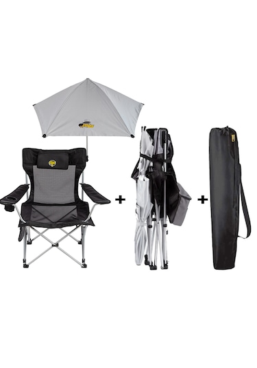 Funky Chaırs Legend Şemsiyeli Yatabilen Kamp Sandalyesi - Siyah