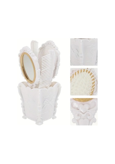 Willowhaven 4 Adet Vintage Saç Bakım Seti - Altın Ayna Saç Masajı Ve Fırça Hediyelik Altın