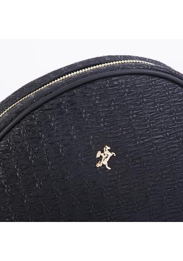 Nas Bag Kadın Mini Çapraz Hasır Görünümlü Çanta Siyah Hasır 21x16x8 Cm Siyah