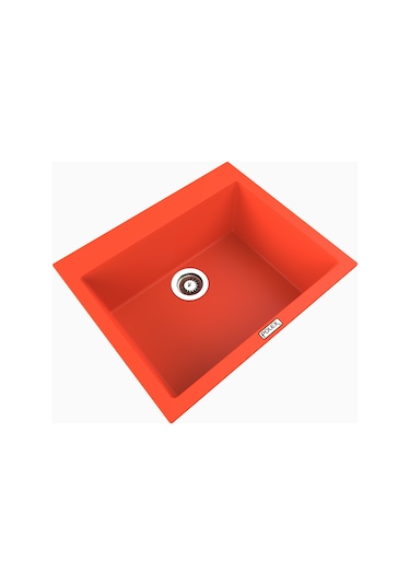 Polex Cristalüx Granit Evye P-X60 Turuncu Tezgah Altı Ve Tezgah Üstü Kare Mutfak Evyesi 60x50 CM