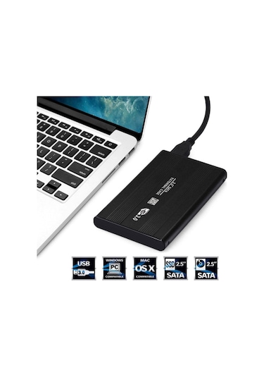 2.5 Hdd Kutusu Usb 3.0 Hardisk Kutusu Metal Gövde Harici Kutu - Siyah