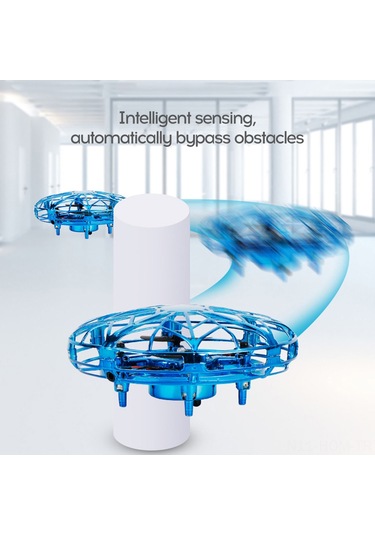 Mini Uçan Soğuk Işık İndüksiyon Askı Drone El İle Hareket Kontrolü Dört Kanatlı Uçan Oyuncak Hediye Mavi