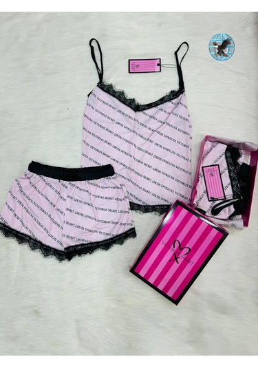Victoria's Secret Bayan Yazlık Şortlu 2"li Pijama Takımı Açık Pembe