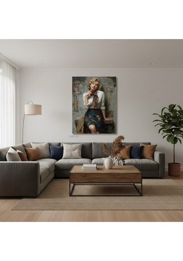 Dikey Kanvas Tablo Salon Duvar Tablosu Mariliyn1 Yeni Ev Hediyesi Ofis Tablosu