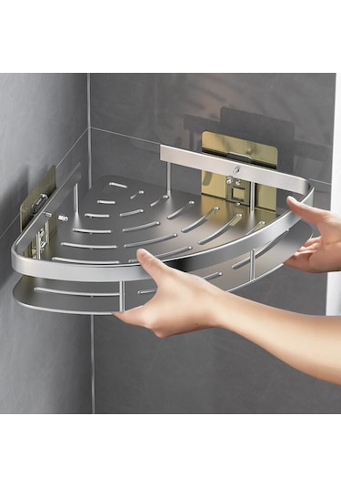 1 Adet Duş Rafı Köşe Yapışkanlı Küvet Rafı Duvar, Asılı Banyo Tuvalet Malzemeleri İçin Matkapsız Depolama Diğer