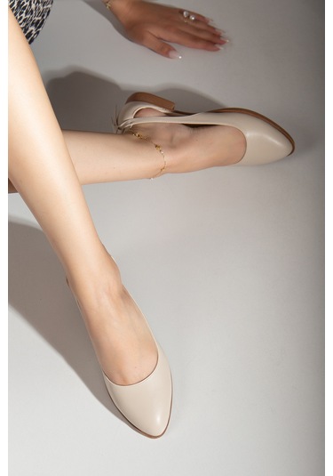 Volpen Cilt Kısa Topuk Ayakkabı Mint Yeşil Bej