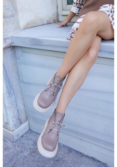 Ella Vizon Hakiki Deri Kadın Bot-vizon Vizon