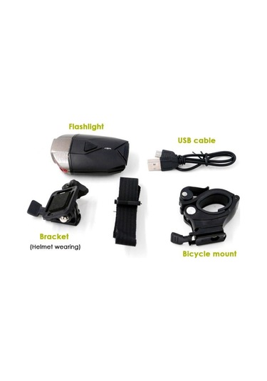 Forte Gt Superl Lava 300Lm Bisiklet Ön Işık Usb Kask Ve Gidon Far Siyah