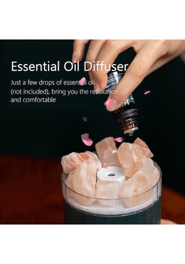 Vkemall Doğal Kristal Tuz Taşı Kapaklı Usb Lıtyum Pil Lüftü Nemlendirici, 7 Renkli Led Işık Ve Hava Temizleme Özelliği İle Ev Ofis Kullanıma Uygun