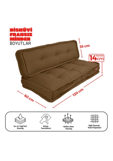 Xpermate Bisküvi Minder Petek Önü Fransız 60x120x14 Kahverengi