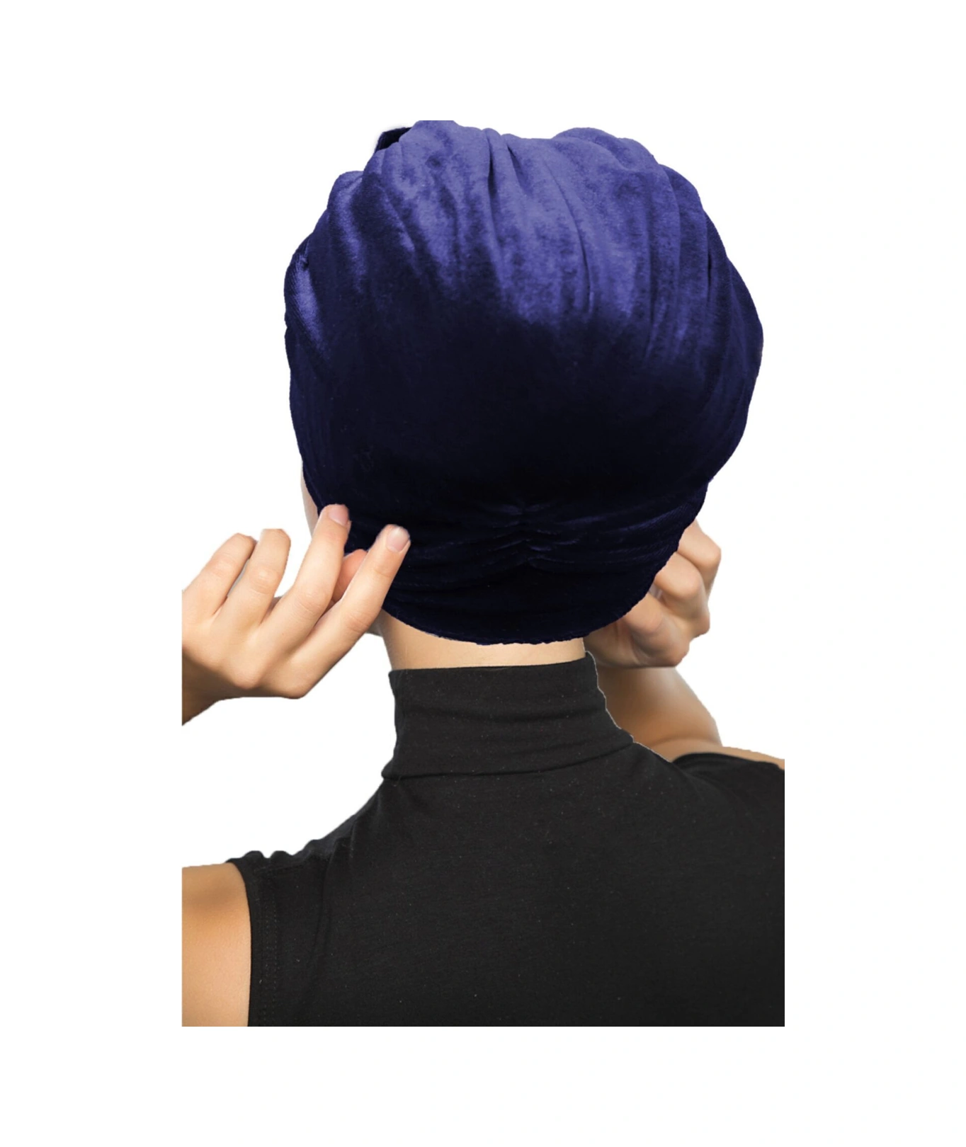 Kadife Fiyonklu Astarlı Lacivert Hazır Türban Tesettür Bone Lacivert