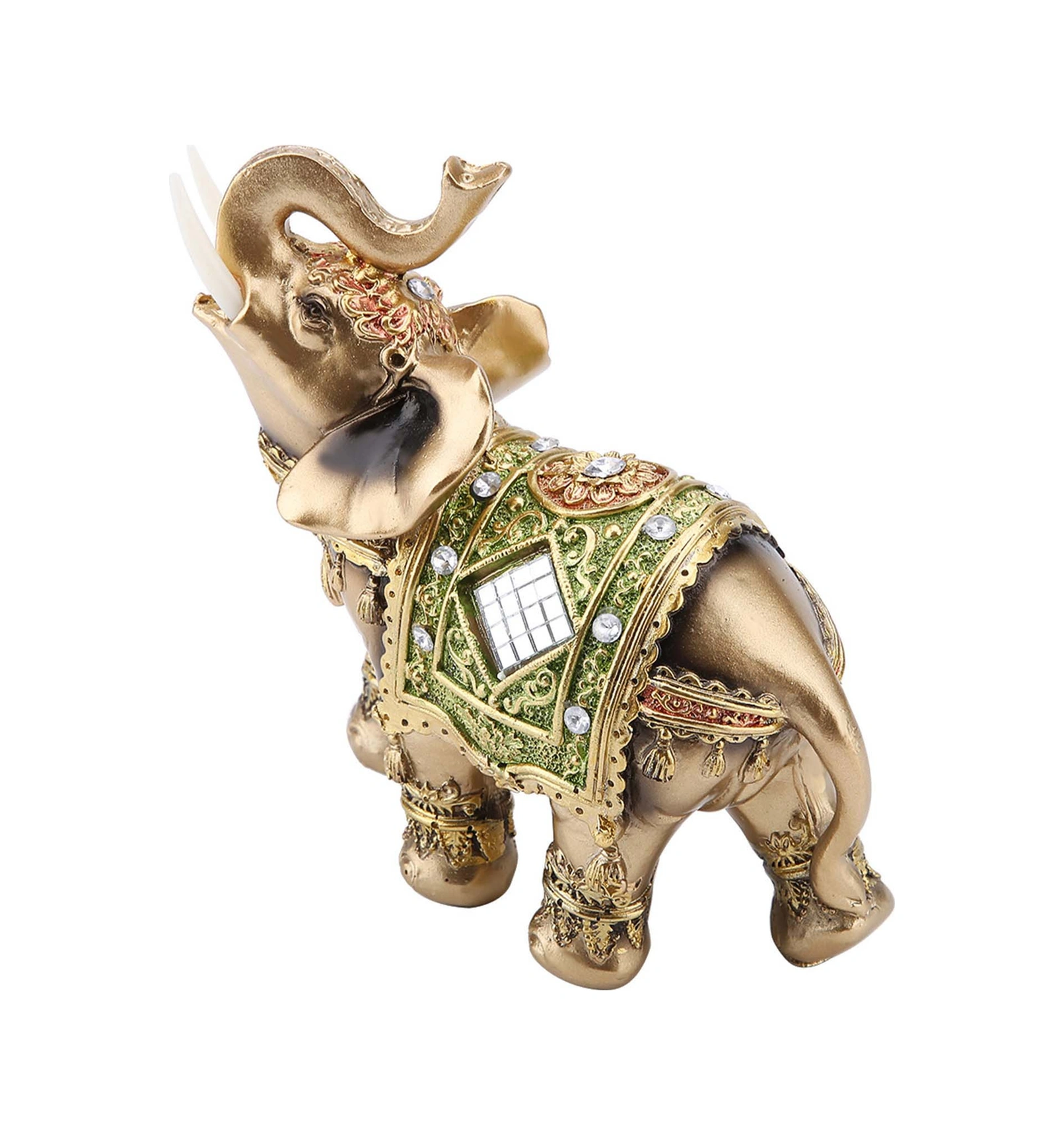 Konesam Yeşil Orta Boy Feng Shui Zenginlik Ve Şans Getiren Resin Fantezi Fil Heykeli - Ev Ofis Dekorasyonu Hediyelik Sanat Eseri