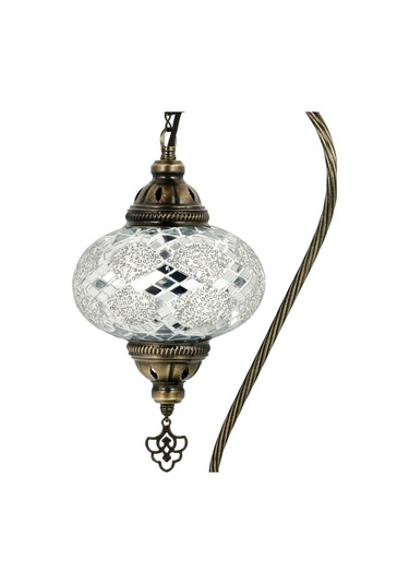 Mozaik Lamba Masaüstü Lamba Gece Lambası Otantik Mozaik Abajur Beyaz