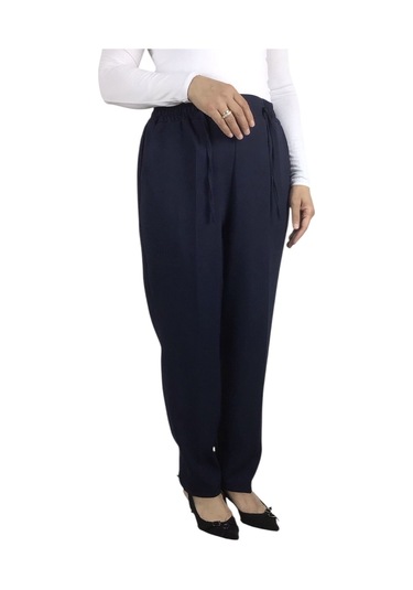 Kadın Beli Lastikli Boru Paça Pantolon Lacivert