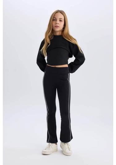 DeFacto Kız Çocuk Esnek Belli Biyeli Uzun Tayt D9821A825SPBK81 Siyah