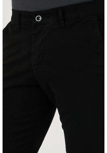 Buratti Streç Pamuklu Slim Fit Normal Bel Boru Paça Erkek Pantolon 674003 Siyah