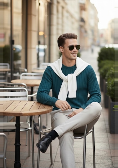 Deepsea Erkek Yeşil Rahat Kalıp Çizgi Dokulu Triko Kazak Şık & Modern Tasarım 2605432 Yeşil Deepsea Erkek Yeşil Rahat Kalıp Çizgi Dokulu Triko Kazak Şık & Modern Tasarım 2605432 Yeşil