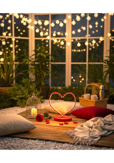Sincara Home Kalp Led Hediye Sevgililer Günü Özel Kırmızı Kalp