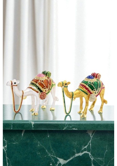 Tekli Deve Figürü Kristal Taşlı Biblo