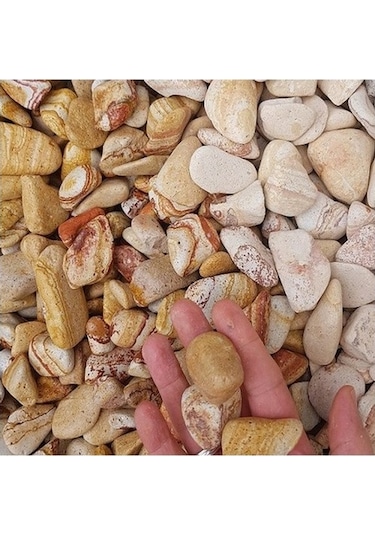 Sarı Çizgili Dolomit Taş 10Kg 2-4 Cm Renkli Dolomit Dekoratif Taş