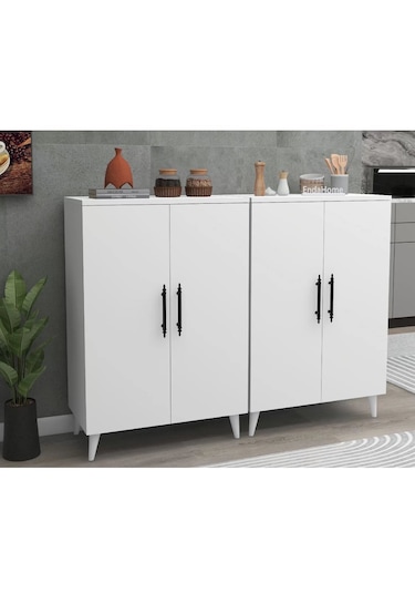 Reyo Home Enda 6 Raflı 4 Kapaklı Çok Amaçlı Dolap Beyaz