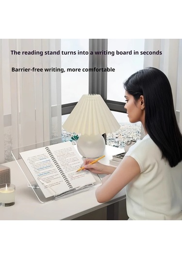 Topshop1 1 Adet Şeffaf Akrilik Kitap Standı 34 Cm X 24 Cm Ayarlanabilir Masaüstü Okuma Tutucu İpad Uyumlu Destek