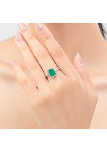 Mavi Modıan 925 Ayar Gümüş Lüks Dikdörtgen Zümrüt Kesim Köpüklü Yüzük Platin Kaplama Kadınlar Için Düğün Bildirimi Takı Hediye 5