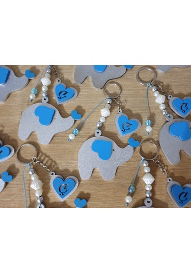 Hdrlazerdizayn Ahşap Fil Ve Kalpli Anahtarlık Bebek Hediyelik