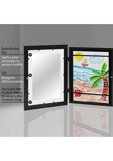 Tongxida Ahşap Çocuk Sanat Çerçeveleri Manyetik Ön Açık Çerçeve Poster Fotoğraf Çizim Resimleri Çizimler Beyaz