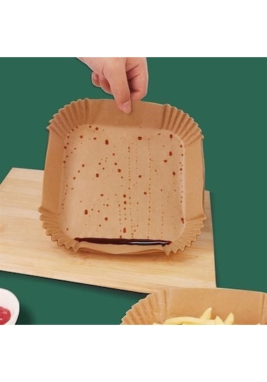 Air Fryer Pişirme 50 Adet Kağıdı Tek Kullanımlık Hava Fritöz Yağ Geçirmez Yapışmaz Kare Tabak Model