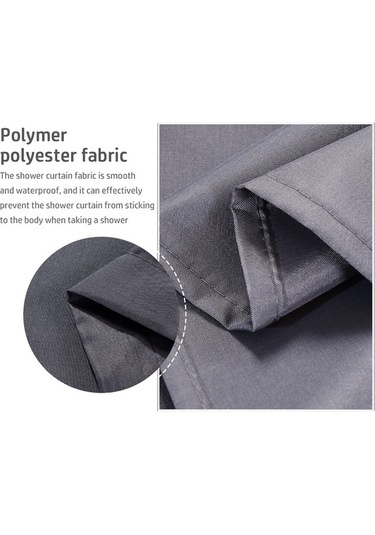 Pazly 1 Adet Su Geçirmez Küf Önleyici Duş Perdesi, Monokrom Polyester Kumaş, Gri Banyo Aksesuarları Gri