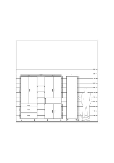 Kronos Dolap 13 Raflı 3 Çekmeceli 6 Kapaklı 220x59x243 Çam-aytaşı/çam Aytası/atlas Çam