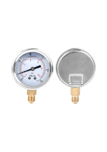 Dianziye Stainless Steel + Brass Radyal Yağlı Vakum Manometresi, 1/4bsp, -1-10 Bar Aralığı, Doğru Ölçüm, Basit Kurulum, Makine-sanayi Kullanıma Uygun