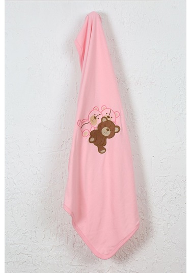 %100 Pamuklu Yenidoğan Çift Katlı Penye Bebek Battaniyesi Sb 512 Pembe