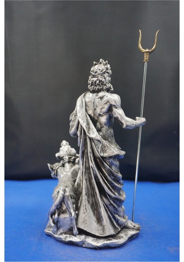 Hades Heykel Biblo Tasarım 25 Cm Mitolojik Obje Hediyelik Eşya Ev Dekor Gümüş