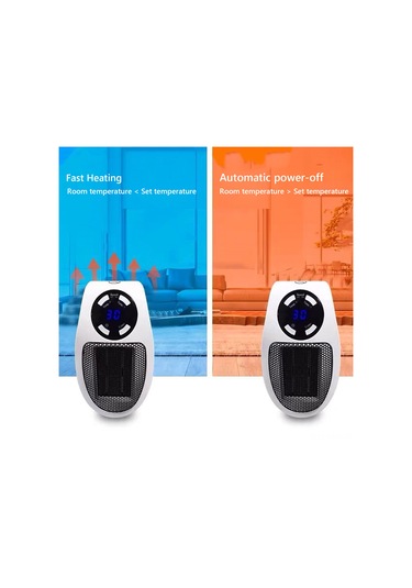 Geeksen Eu Plug Ptc Seramik Isıtıcı - 500w Enerji Tasarruflu, Hızlı Isı, Led Sıcaklık Gösterimi, Aşırı Isı Korumalı, Kompakt Ev Ofis Isıtıcı