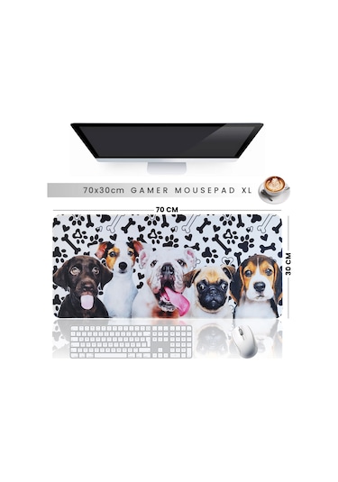 70x30cm Büyük Boy Kaymaz Dikişli Gaming Oyuncu Mousepad Dogs Xl
