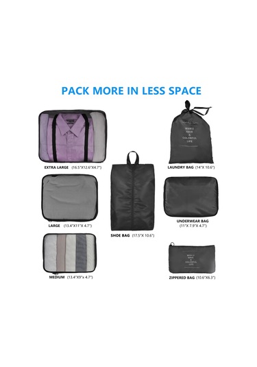 Dianziye Gri Seyahat Organizer Seti - 7 Parça 290t Kumaş Çanta, Easy Kullanim, Sağlam Malzeme İle Gereçlerinizi Düzenleyin