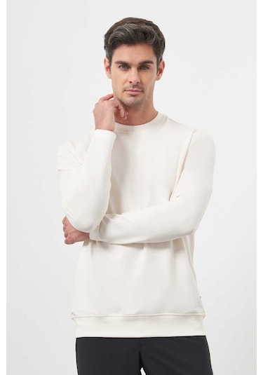 Morven Erkek Basic Dynamic Fit Bisiklet Yaka Sweet Shirt 25ks063010650 Krem