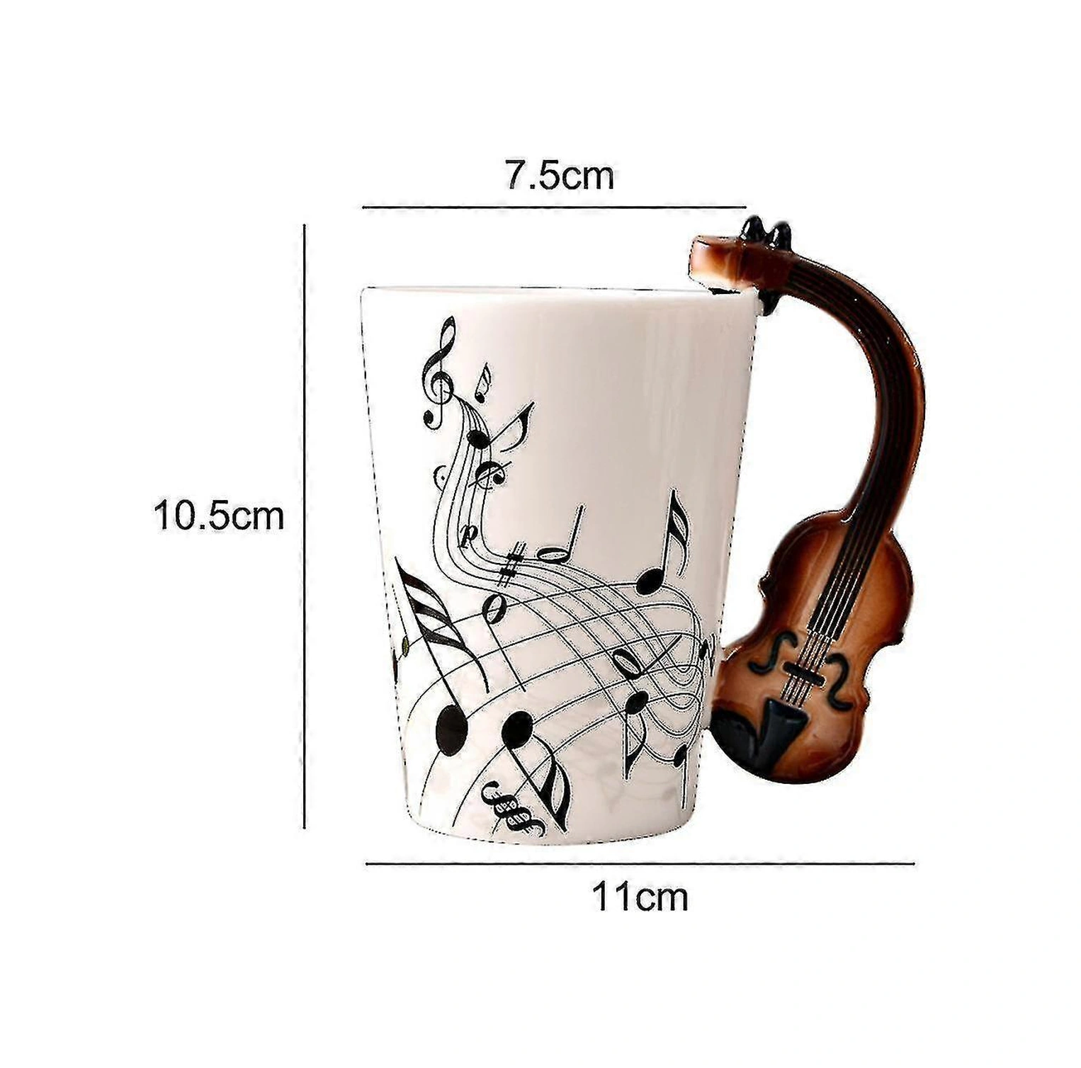 Yenilikçi Keman Saplı Seramik Kupa Ücretsiz Spektrum Kahve Süt Çay Fincanı Kişilikli Kupa Benzersiz Müzikal-zzy