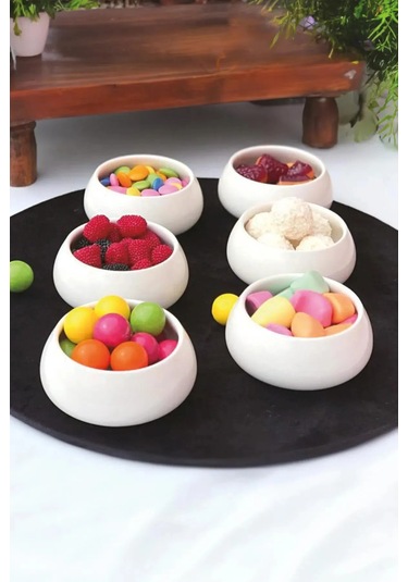 Porselen 6'lı Sosluk Reçellik Drajelik Sunumluk Lokumluk 8.5cm