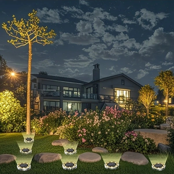Trendooze 6 Adet Mini Solar Bahçe Aydınlatma Yer Lambası 8 Led Beyaz Işık, Bahçenizi Güzelleştirin Beyaz Işık