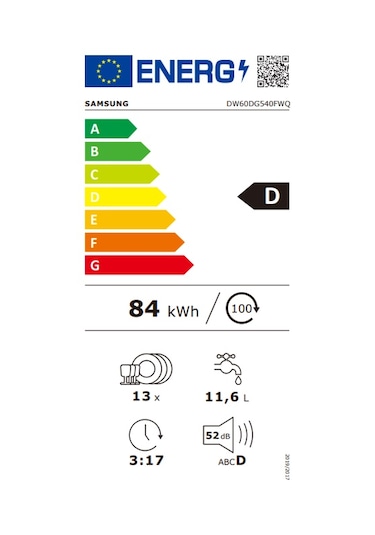 Samsung DW60DG540FWQ 4 Programlı 13 Kişilik Bulaşık Makinesi