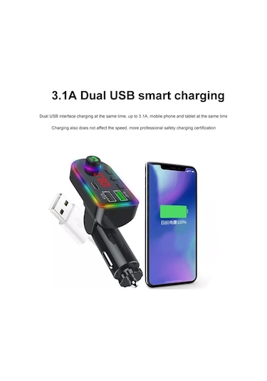 F12 Evrensel Çift Usb Araç Şarj Cihazı İle Fm Verici Bluetooth Araba Mp3 Çalar