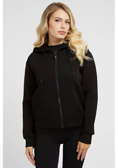 Guess Kadın Arkası Üçgen Logolu Scuba Sweatshirt Siyah Guess Kadın Arkası Üçgen Logolu Scuba Sweatshirt Siyah