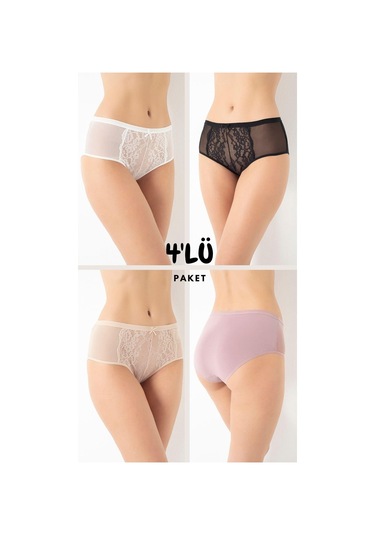 Kadın Dantelli 4'lü Paket Bato Külot Asorti-1 C3t0n5o408 001