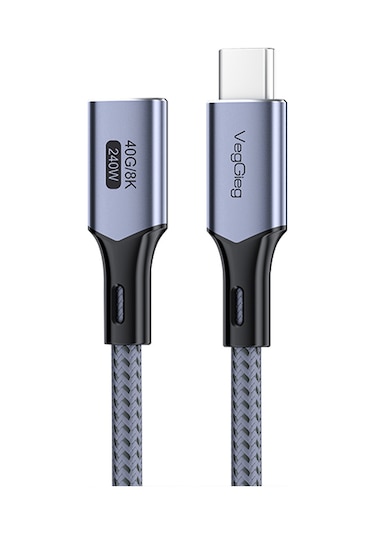 Veggieg Usb 4.0 E-mark 240w 40gbps Thunderbolt 4 8k 60hz Type-c Uzatma Kablosu 50 Cm