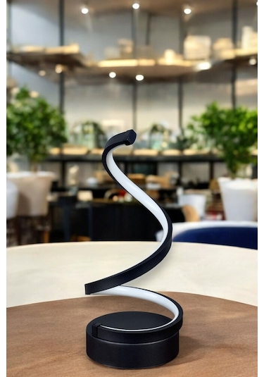 Lara Siyah Renk Gün Işığı Led Işıklı Modern Tasarım Led Masa Lambası - Abajur - Gece Lambası Siyah