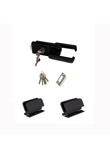 Siyah Cam Kapı Kollu Kilit, Cam Kapı Kilidi, Rondo Kapı Kolu, Alm